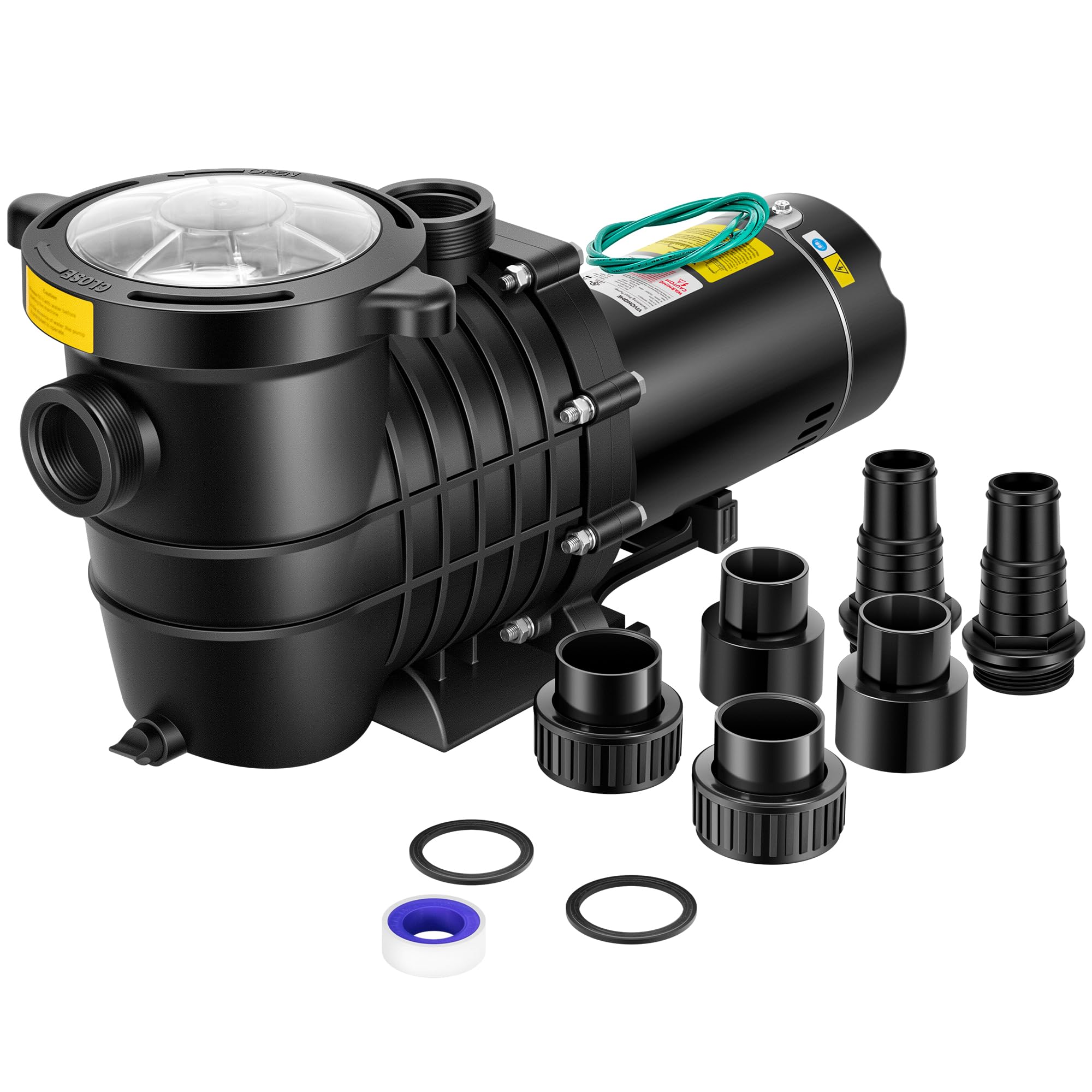 VIVOHOME 2.0 HP 6800 GPH Powerful Copper Motor Self-Priming Dual Voltage Pool Pump for In-Ground & Above Ground Pools - 1.5