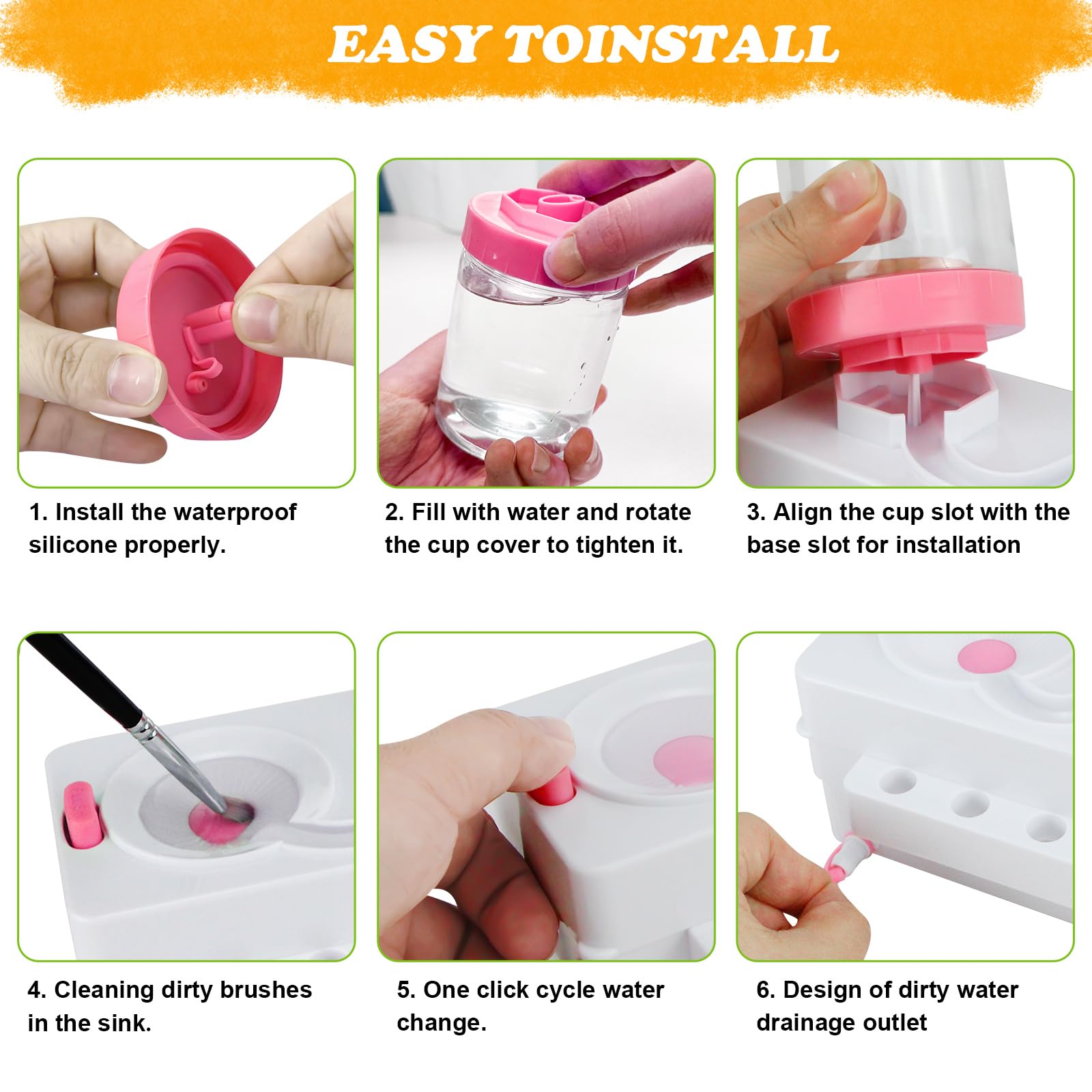 **Professional Brush Rinser Set – Paint & Makeup Brush Cleaner Machine with Running Water Circulation – White & Pink – Ideal for Artists, Makeup Enthusiasts & DIY Projects**    *(Use Cases: Perfect for cleaning paintbrushes, makeup brushes, and art tools efficiently at home, studio, or salon.)*