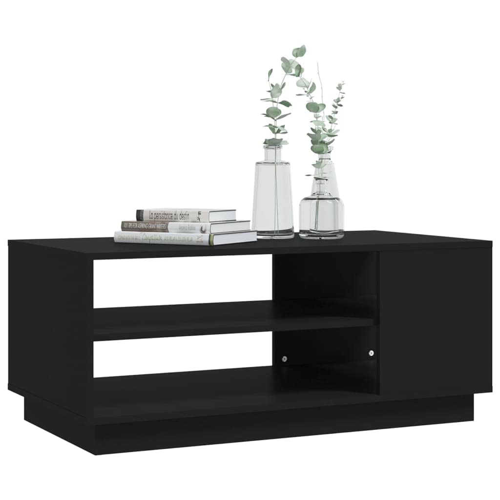 Modern Square Coffee Table 40x22 Inches - Black Chipboard Center Table for Living Room, Bedroom & Office - Sturdy Side Table with Storage Space - Perfect for Small Spaces, Home Decor & Entertaining Guests