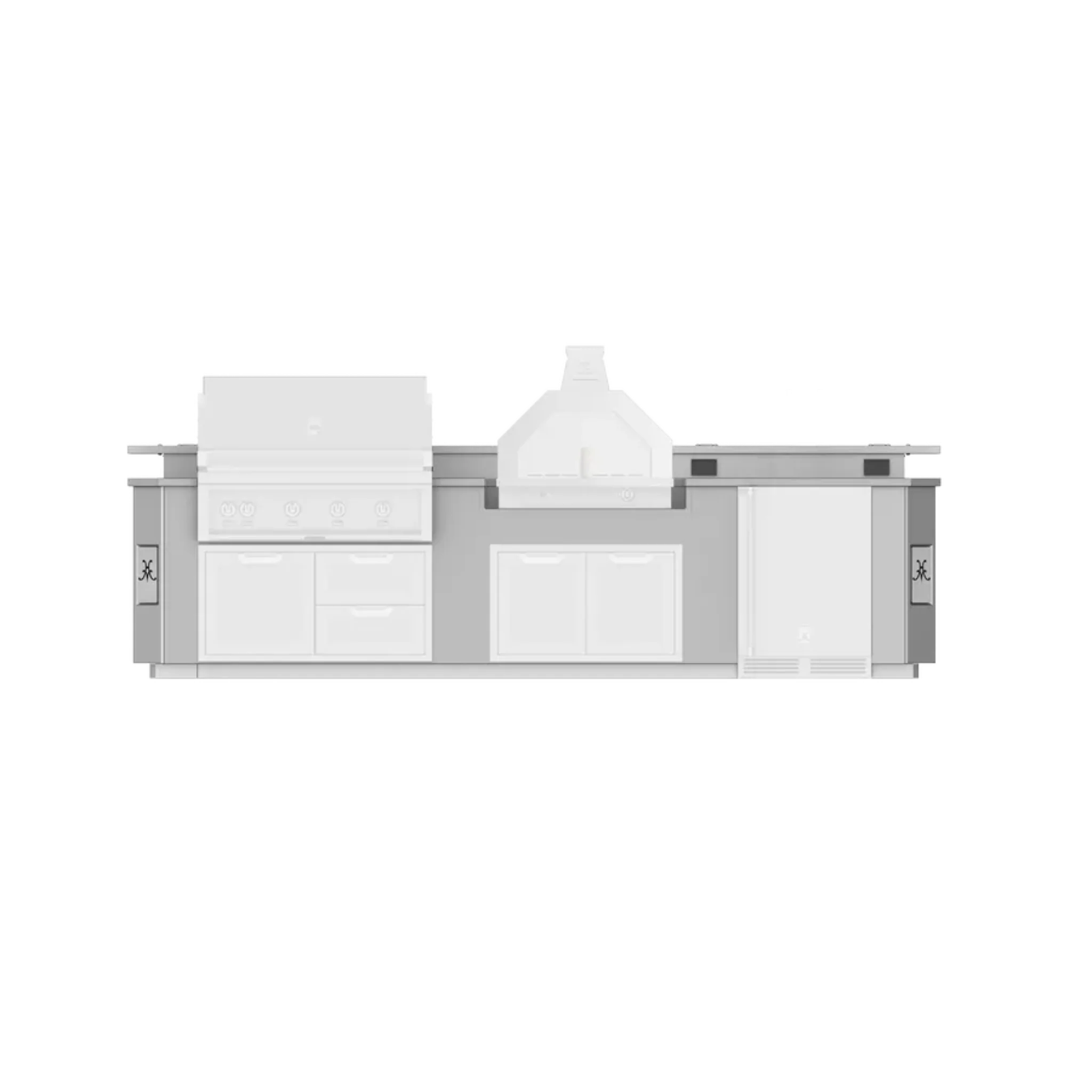 Hestan GESC12 12 Ft. GE Series Kitchen Island with Pizza Oven Cutout - Perfect for Outdoor Cooking & Entertaining