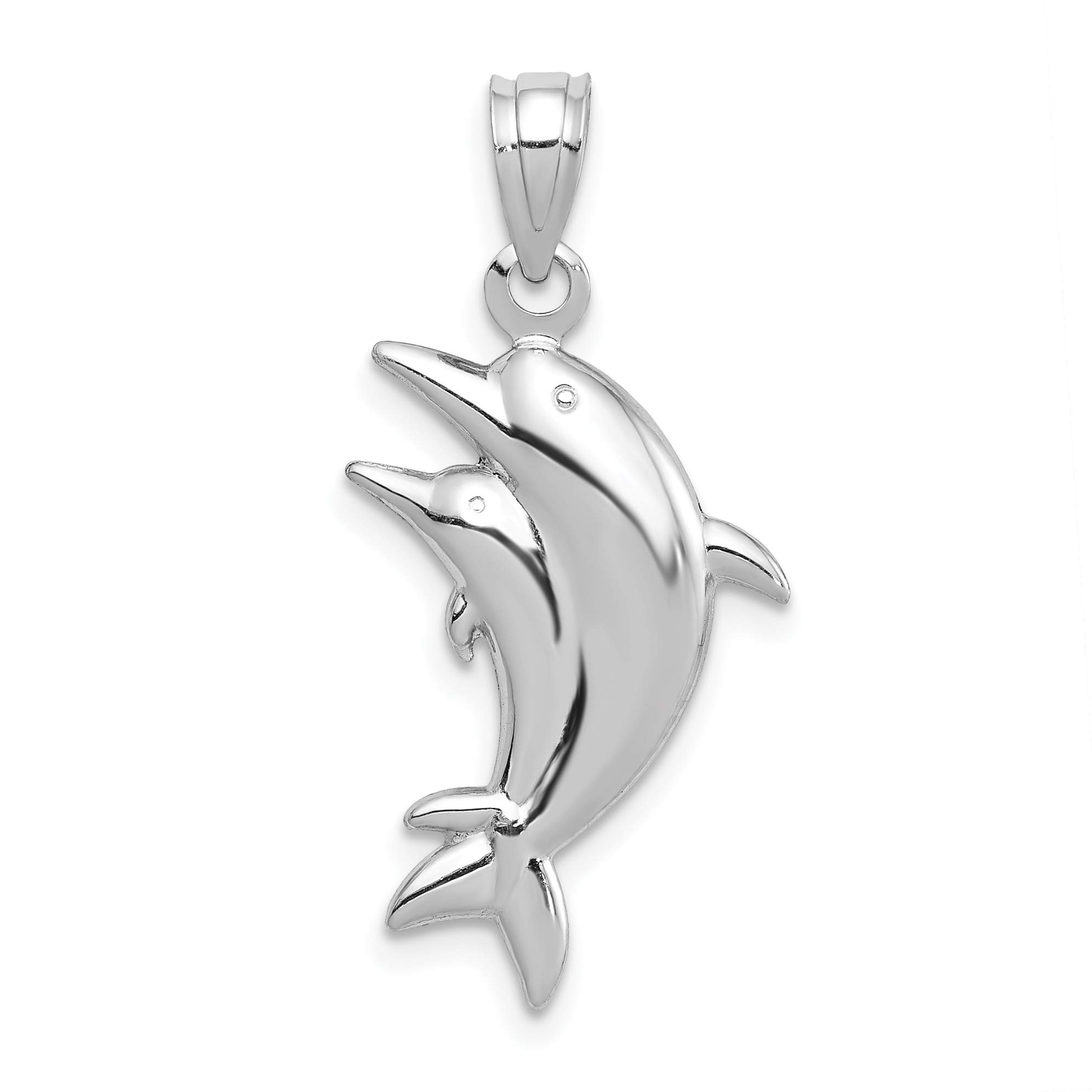 14K Solid White Gold Dolphin Pendant Necklace - Elegant Ocean & Nautical Jewelry for Women, Perfect Gift for Beach Lovers & Summer Fashion Accessories