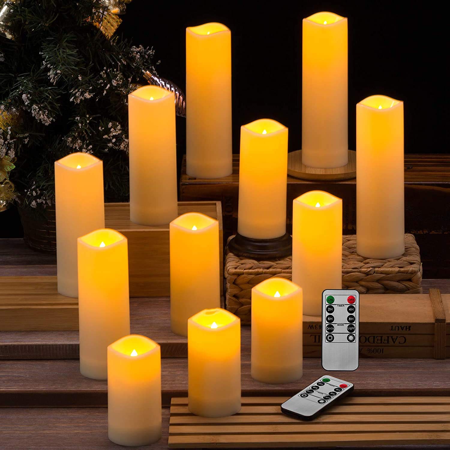 Flameless LED Candles Set of 12 - Waterproof for Indoor & Outdoor Decor