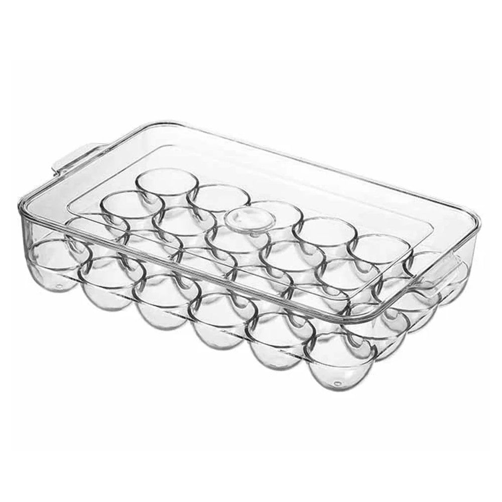 24-Piece Egg Holder with Lid - Stackable Plastic Egg Storage Container for Refrigerator - Perfect for Kitchen Organization, Easter Decor & Farmhouse Style