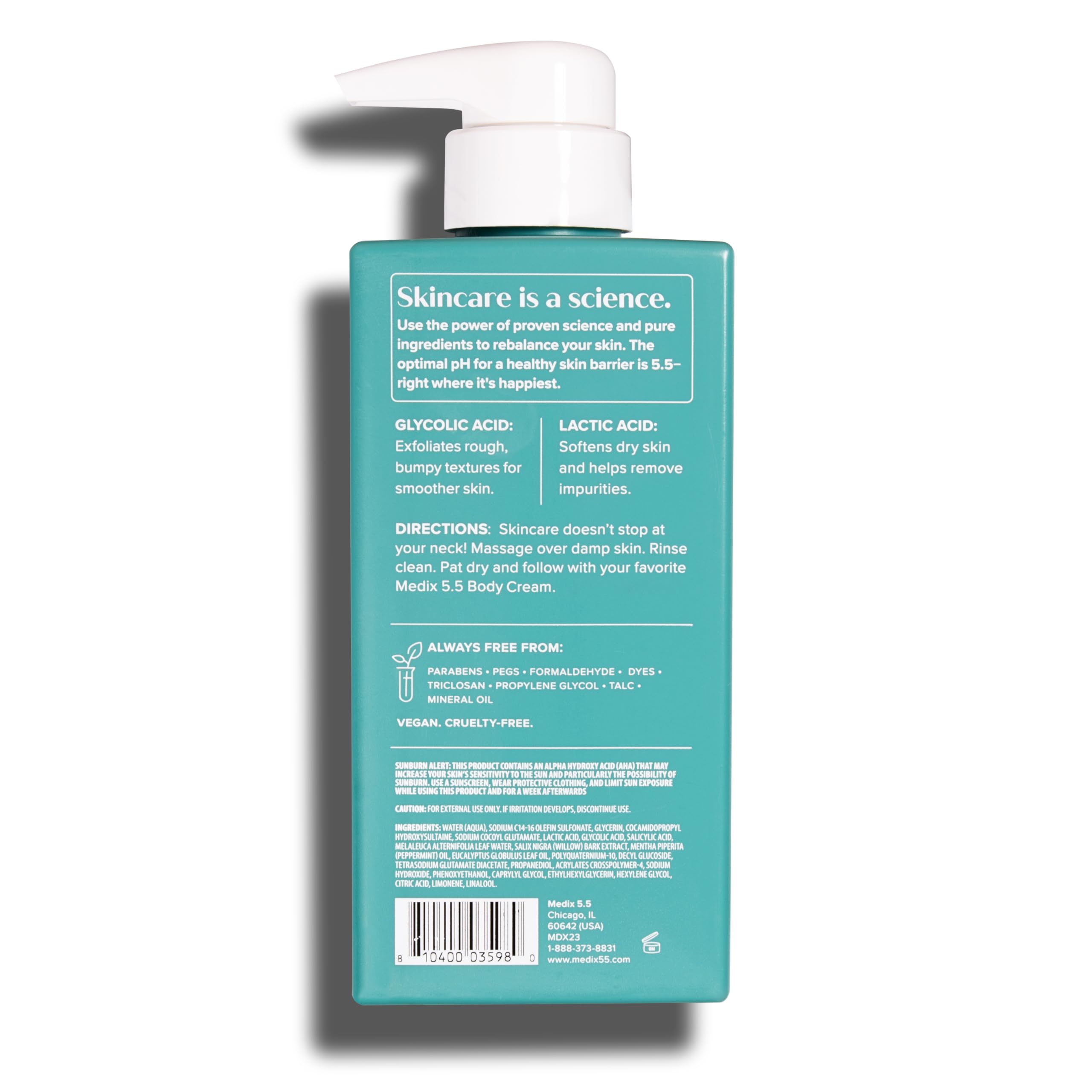 Medix 5.5% Glycolic Acid Exfoliating Body Wash with Hyaluronic Acid & Hydrating Body Cream Set - 3% Hyaluronic Acid Serum for Smooth, Glowing Skin - Perfect for Dry Skin Care & Post-Workout Hydration