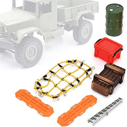 1/10 Scale RC Crawler Car Accessories - Realistic Roof Rack, Luggage Net & Storage Box for Enhanced Simulation | Perfect for Off-Road Adventures & RC Car Customization