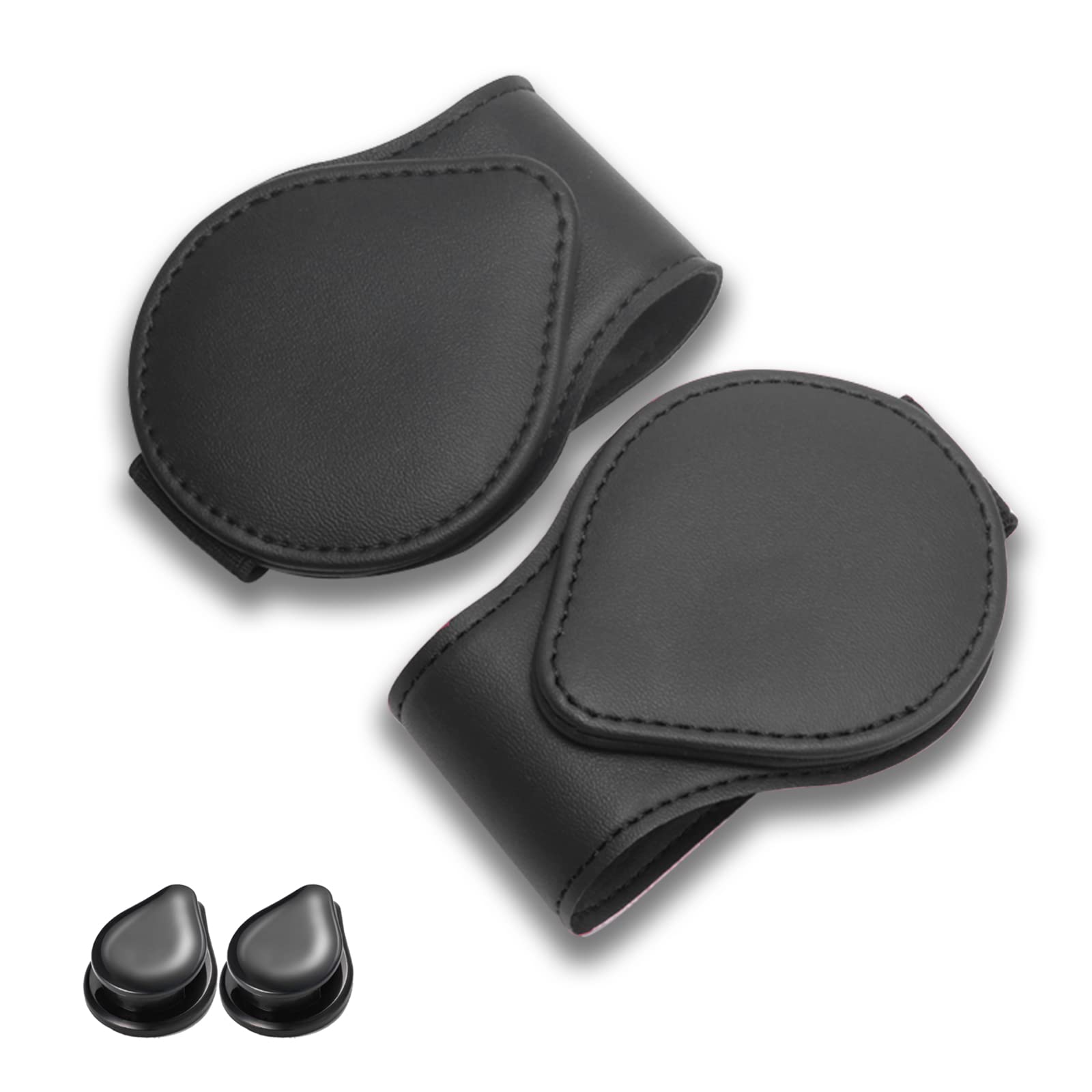 Magnetic Leather Car Visor Sunglass Holder - 2 Pack Black, Secure & Stylish Sunglasses Storage for Driving, Travel & Outdoor Activities
