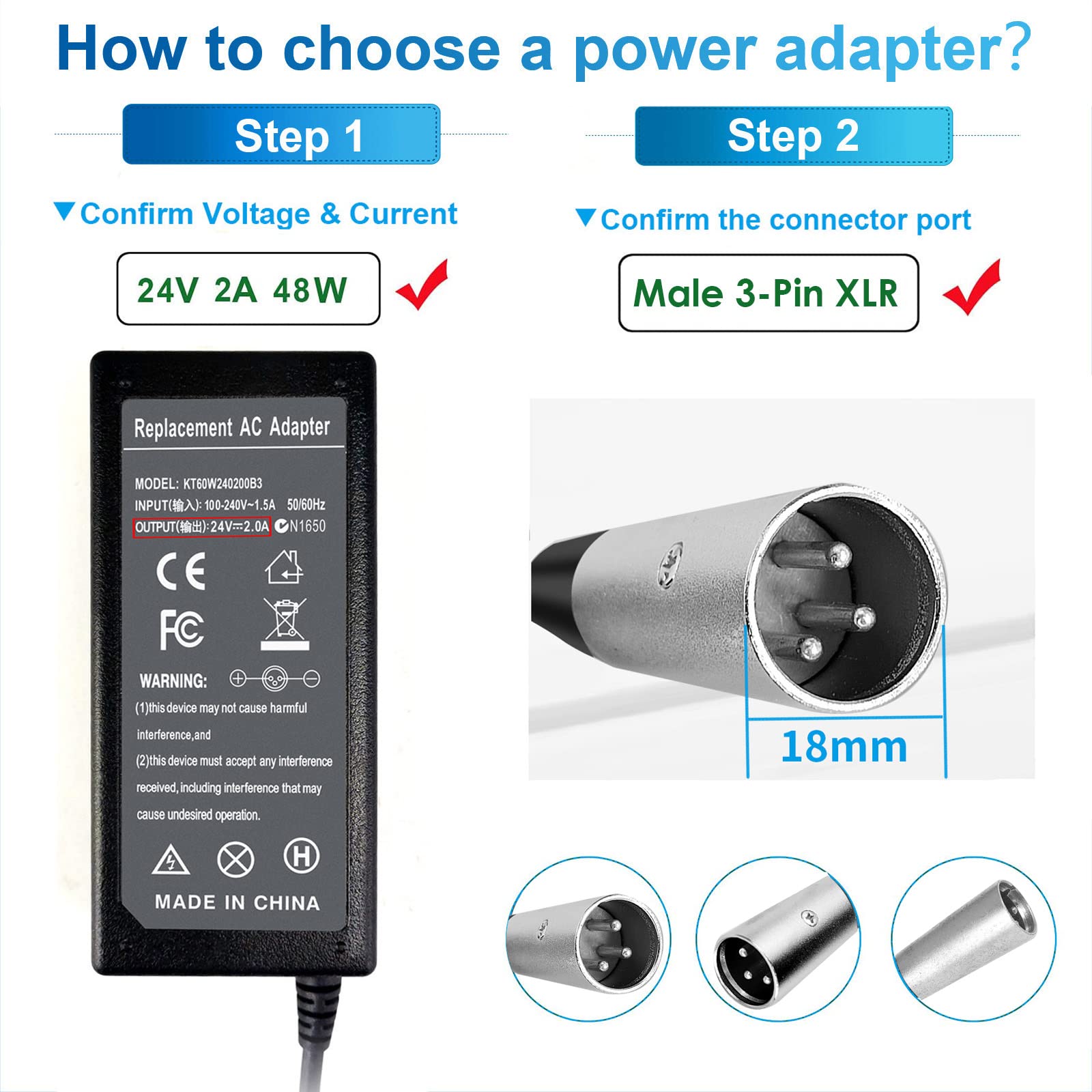 24V 2A Electric Scooter Battery Charger for Buzzaround Series - Fast Charging, Compatible with Pride Mobility Scooters - Perfect for Home Use, Travel & Outdoor Mobility