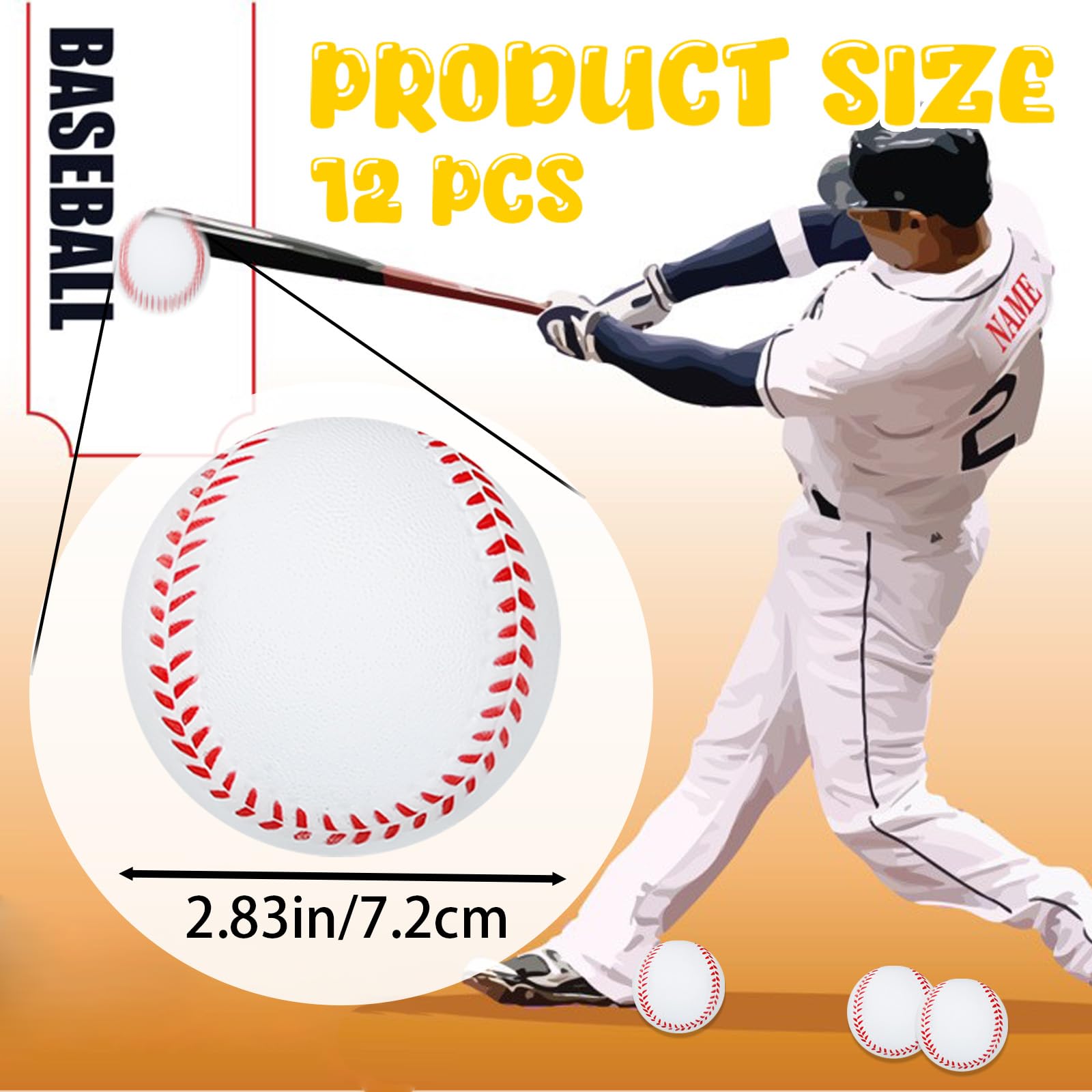 12 Pack Soft Baseball Stress Balls - 2.8 Inch Mini Foam Anxiety Relief Squeeze Balls for Kids & Adults | Great for Office Decor, School Carnival Prizes, Baseball Themed Parties & Stress Relief Therapy