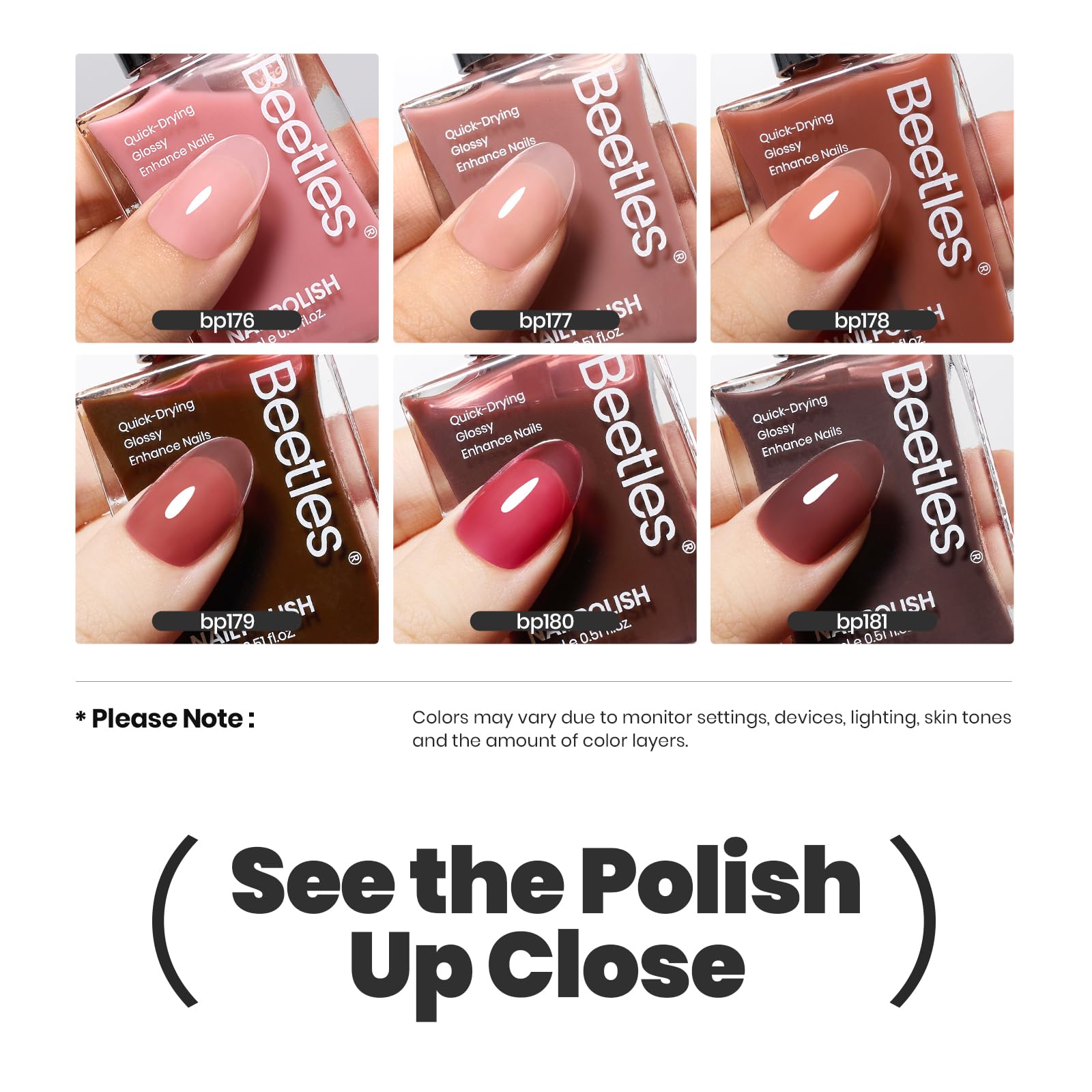 Beetles 6 Colors Sheer Pink Jelly Nail Polish Set - Long Lasting & Quick Dry Clear Nail Polish for Women - 15ML Salon DIY Manicure Kit - Perfect for Home Nail Art, Bridal Parties & Gift Giving