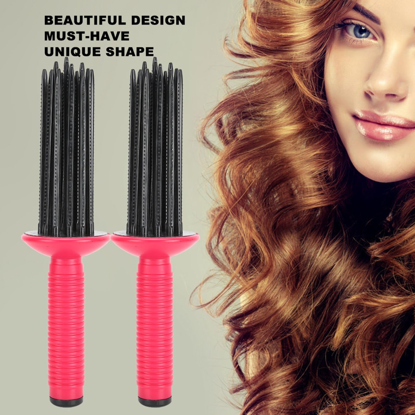 2-Pack Hair Curling Roll Combs - Professional Hair Curler & Styling Comb for Straightening Irons & Wands - Perfect for Salon, Home Hairstyling & DIY Curls