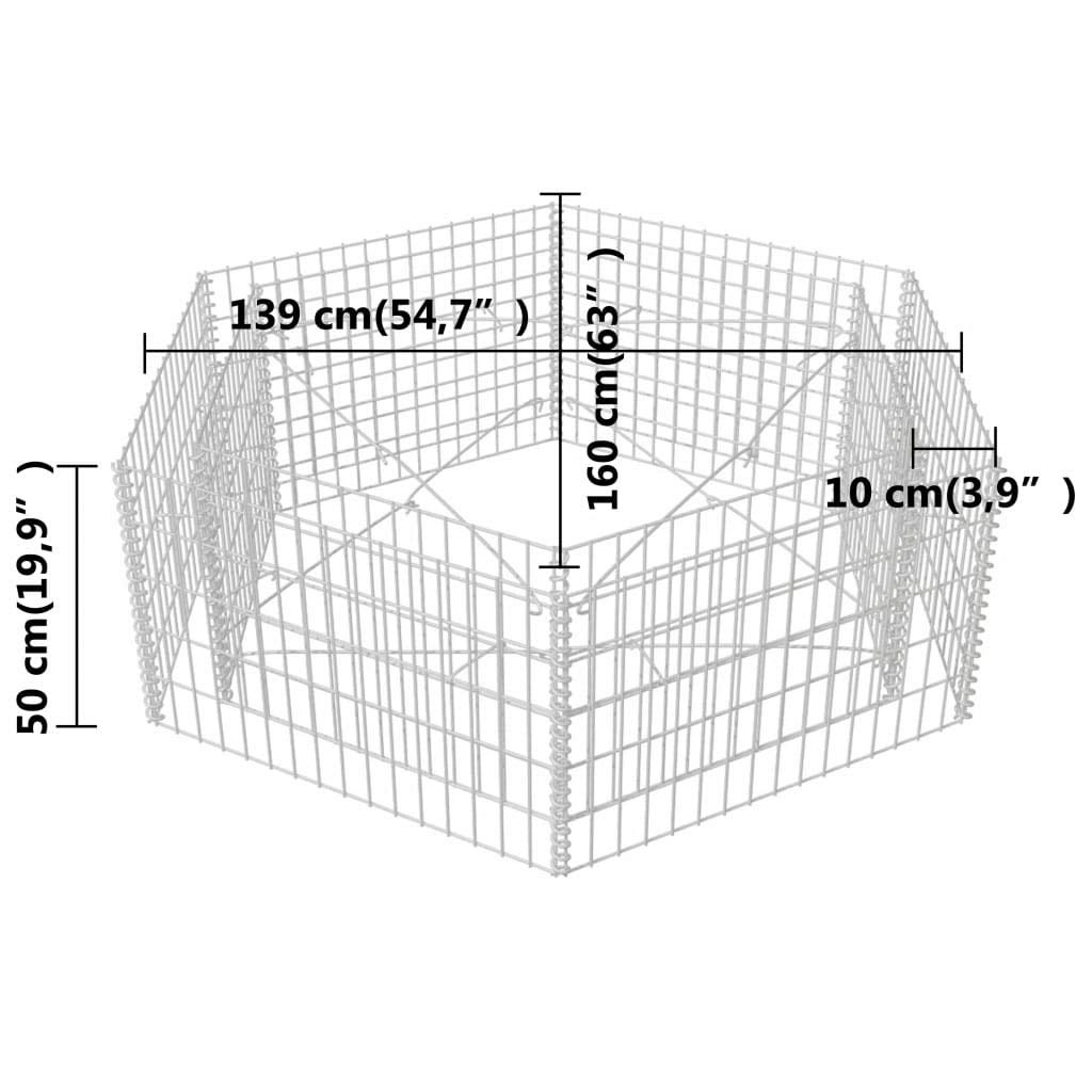 Galvanized Hexagonal Gabion Raised Garden Bed Planter - 63