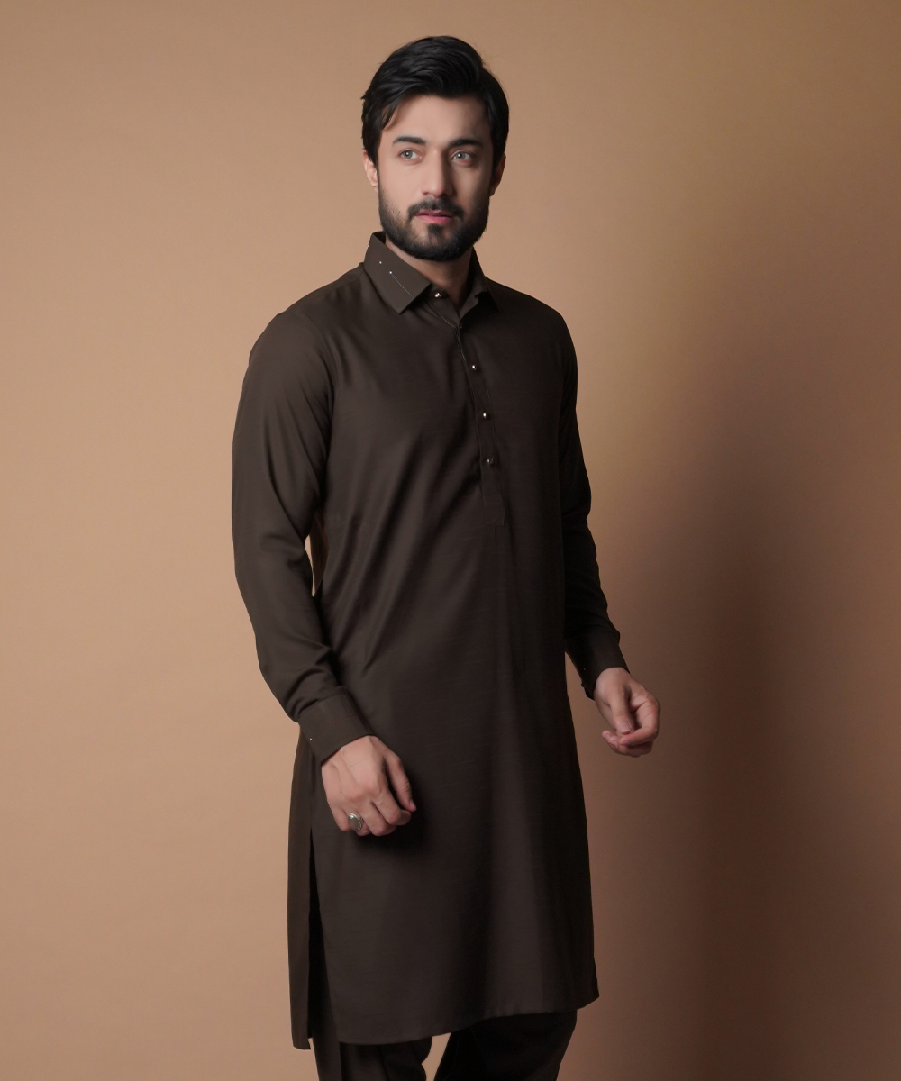 Elegant Deep Brown Shalwar Kameez - Traditional Pakistani Outfit for Women | Perfect for Weddings, Festivals & Special Occasions
