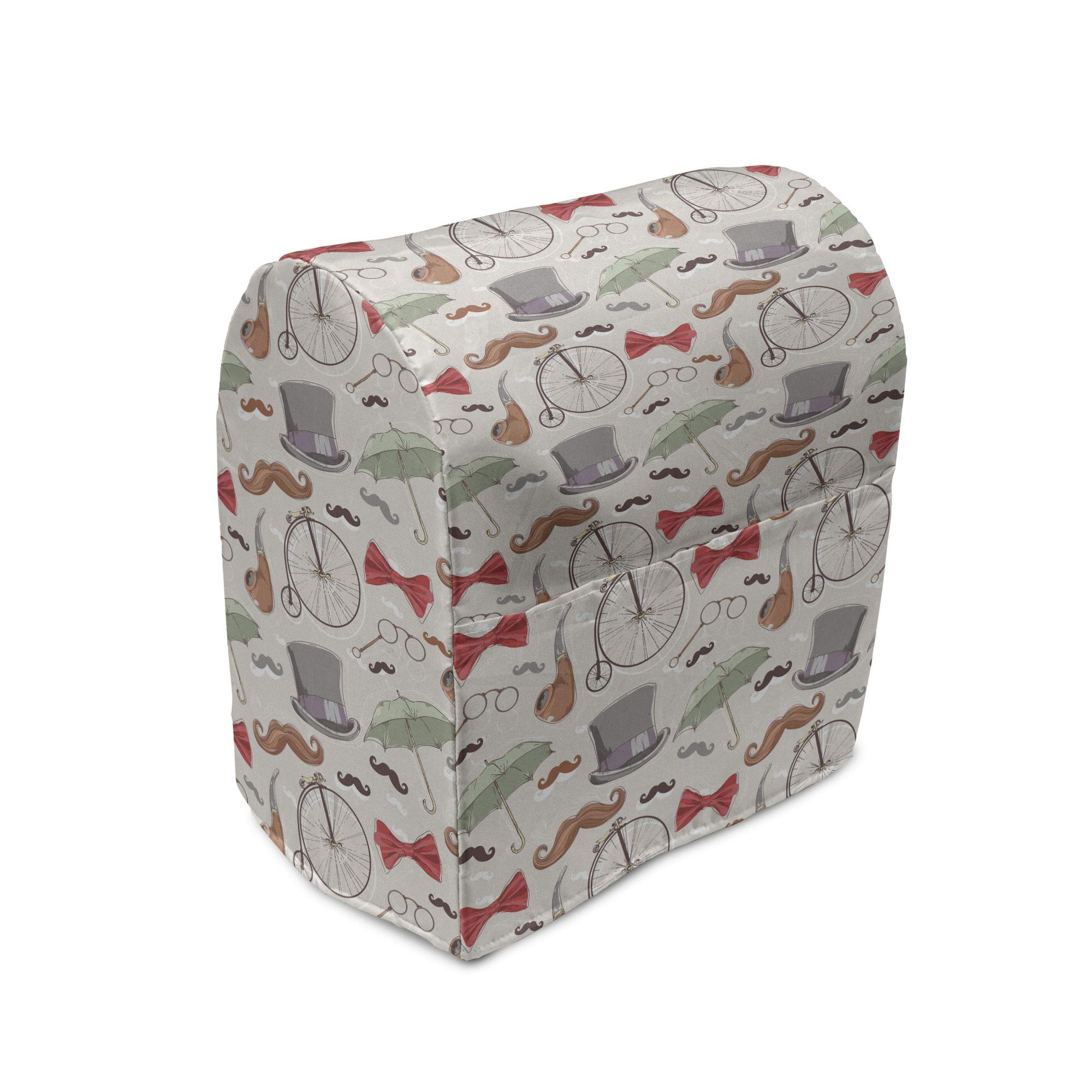 Vintage 1940s High-Wheel Bicycle Print Stand Mixer Cover - 6-8 Quart Kitchen Appliance Organizer with Pocket - Multicolor Retro Design for Mixers - Perfect for Baking, Cooking & Kitchen Storage