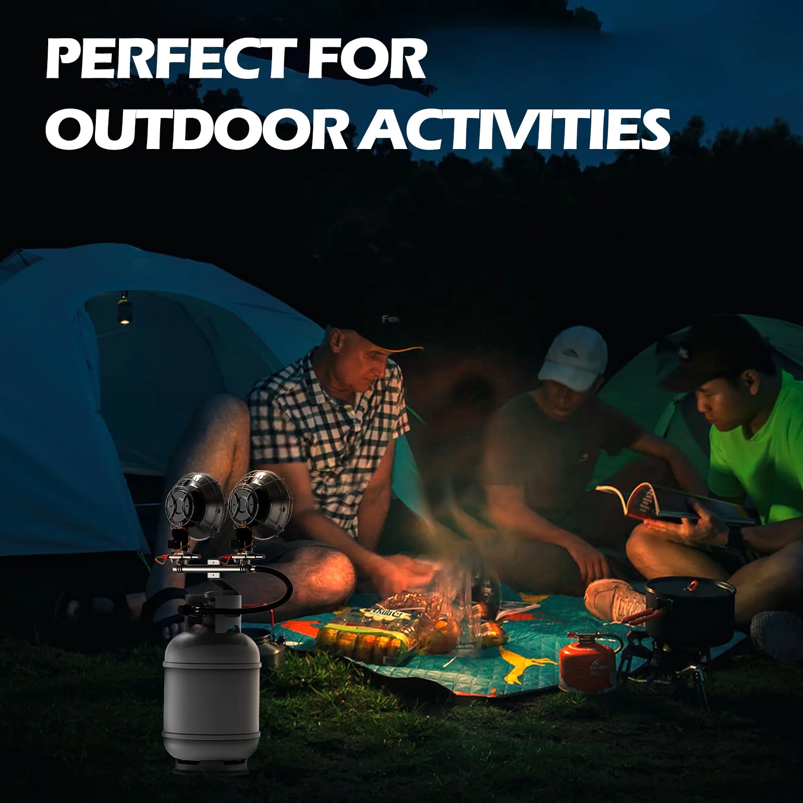 AgiiMan 30,000 BTU Portable Propane Heater for Camping & Outdoor Use - Tent Heater with Safety Shut-off Valve & Tip-over Switch - Ideal for Ice Fishing, Hiking, Patio & Indoor Heating (Propane Tank Not Included) - Perfect for Backyard Gatherings & Winter Adventures