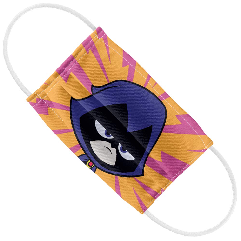 Popfunk Teen Titans Go! Kids Raven Face Pattern 1-Ply Reusable Face Mask - Comfortable & Breathable for School, Travel & Daily Protection
