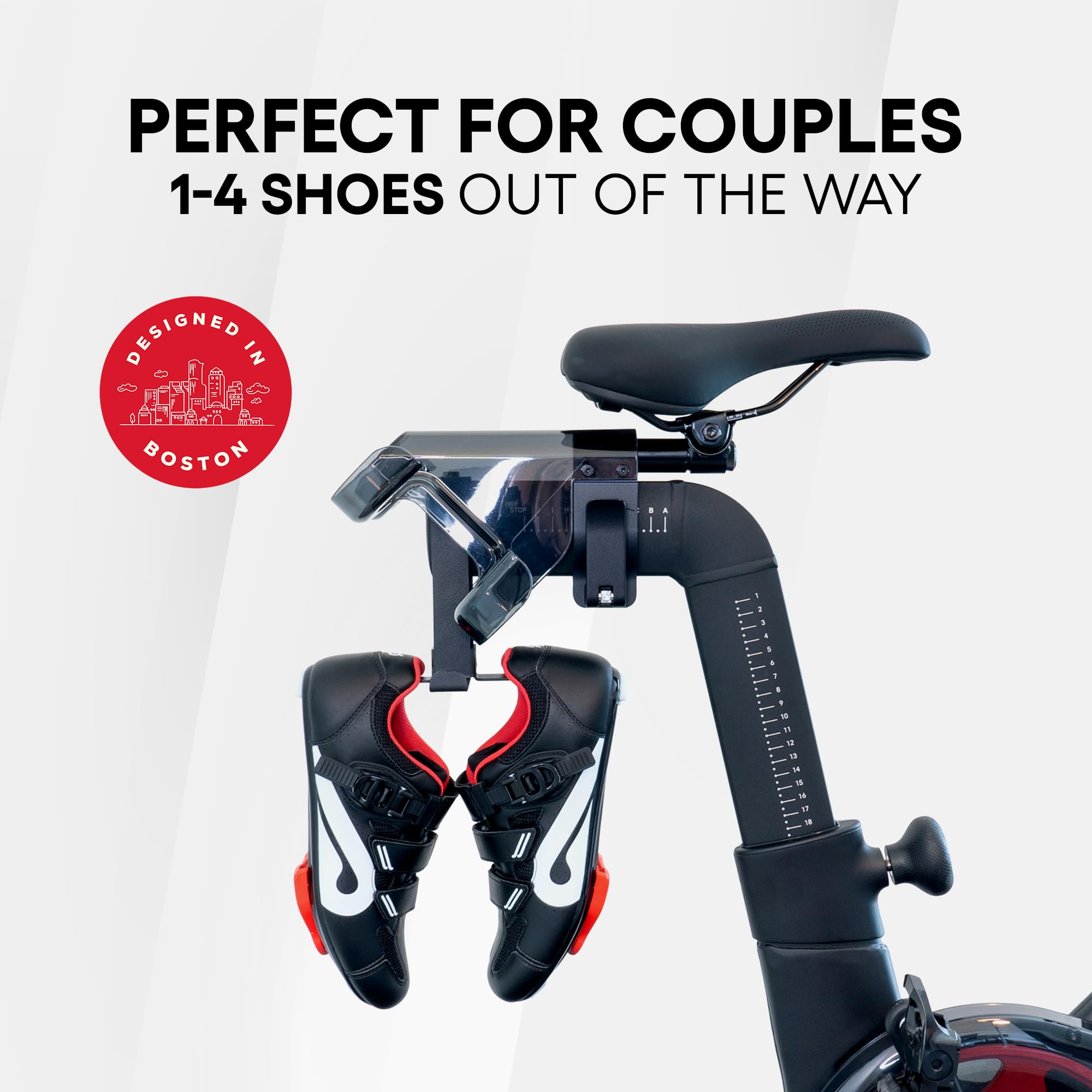 Metal Shoe Hanger for Peloton Bike Plus - Holds 2 Pairs of Cycling Shoes | Durable Shoe Rack Accessory for Peloton Bike+ | Perfect for Home Gym & Indoor Cycling Workouts
