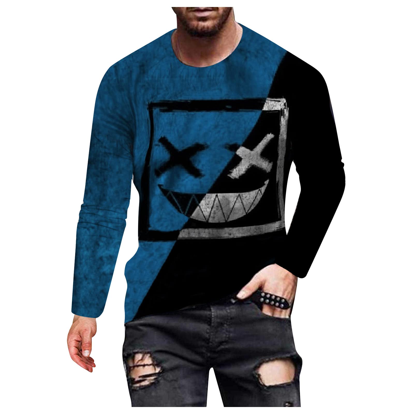 BEUU Men's 3D Lion Wolf Print Long Sleeve T-Shirt - Athletic Workout Hiking Gym Tee - Fashion Casual Sweatshirt for Outdoor Activities & Streetwear Style