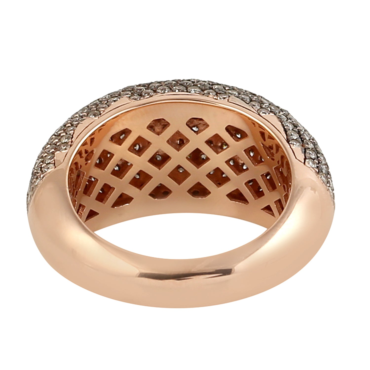 18k Rose Gold Micro Pave Diamond Dome Band Ring for Women - Elegant Stackable Wedding Ring, Anniversary Gift, Everyday Luxury Jewelry