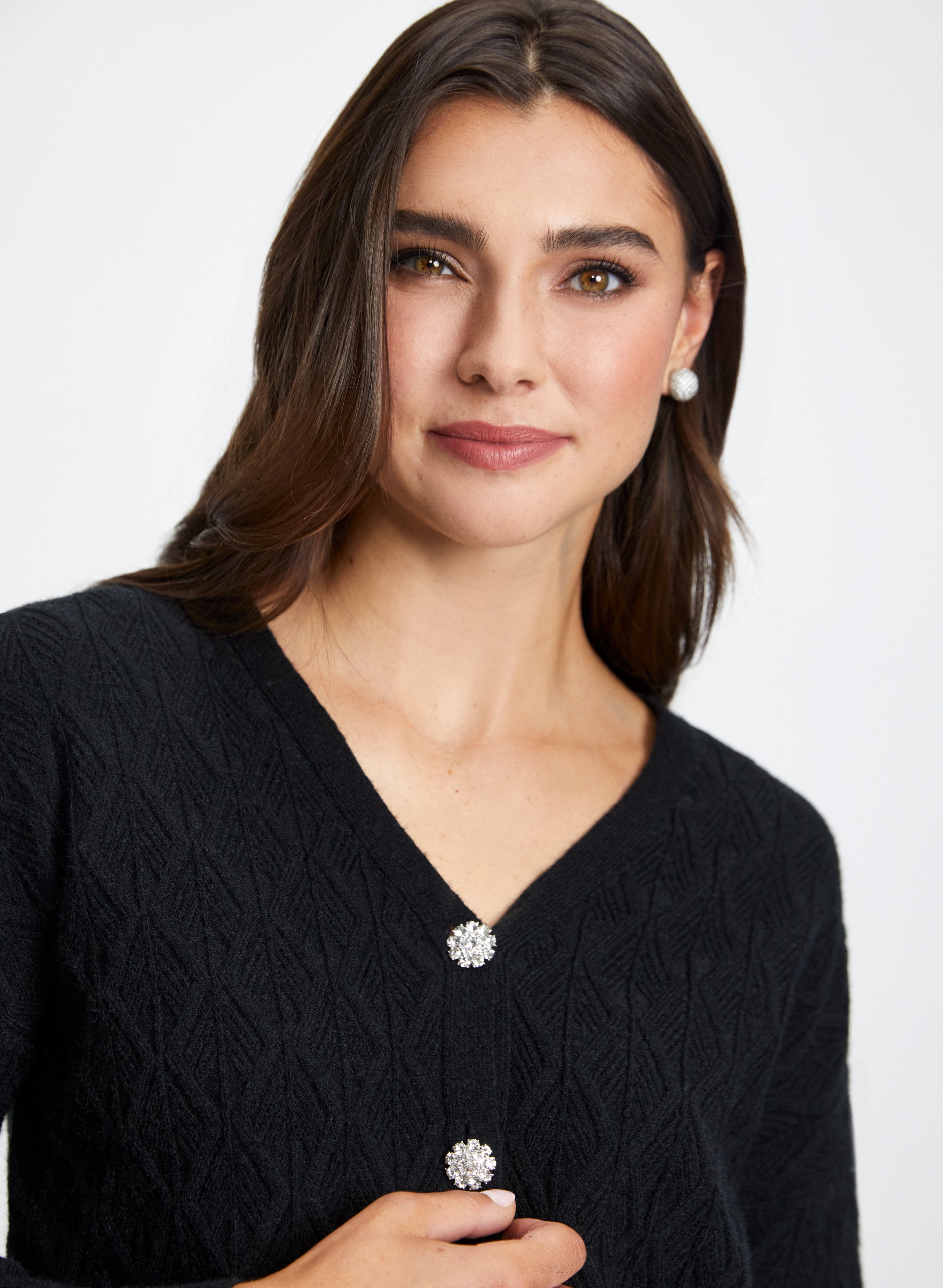 Embellished Button Cardigan for Women - Elegant Knit Sweater with Pearl Buttons | Perfect for Office, Date Night & Fall Layering