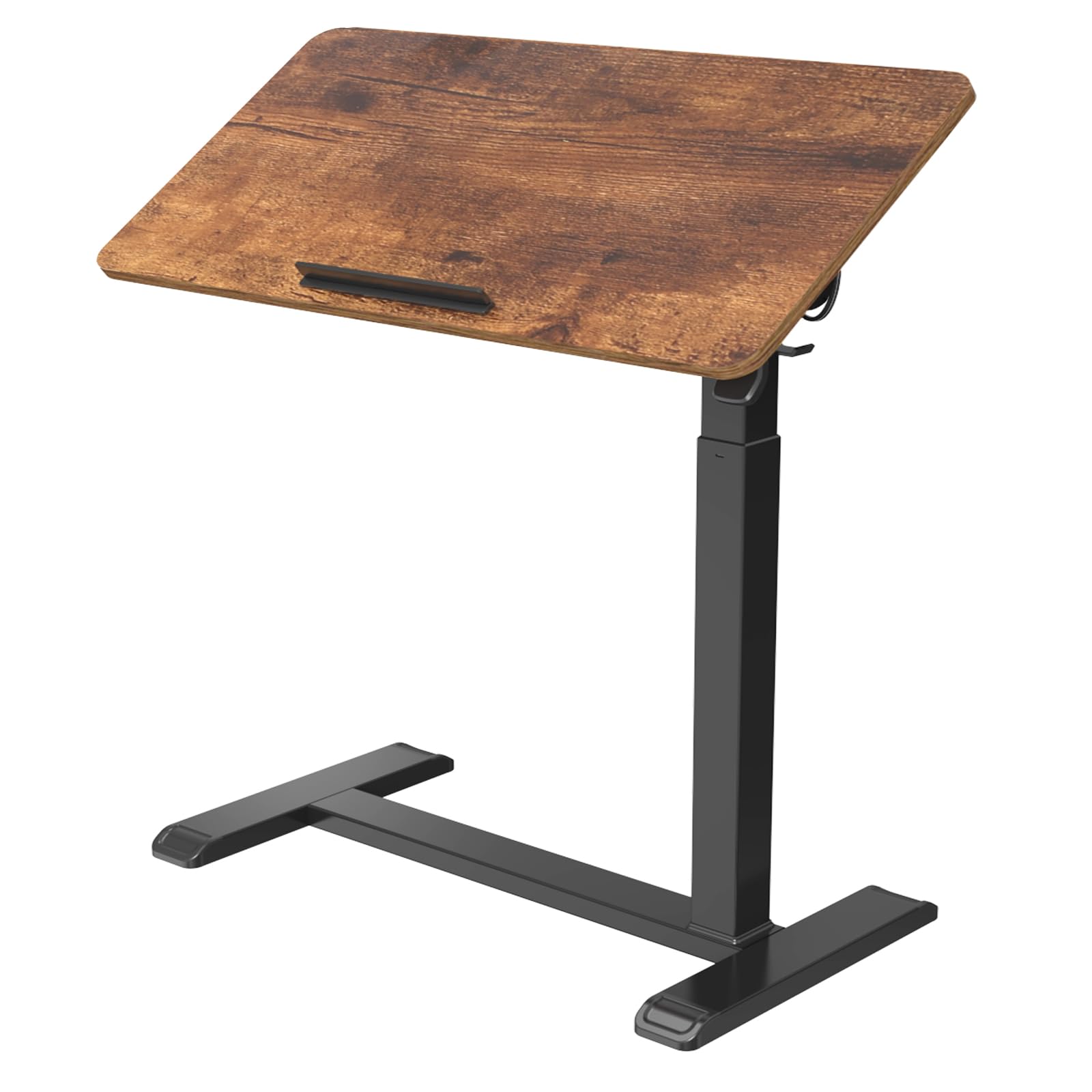Adjustable Overbed Table with Wheels - 90° Tilting Desktop, Foldable Hospital Bed Table for Medical Use (Walnut) - Perfect for Eating, Working, or Reading in Bed or Recliner