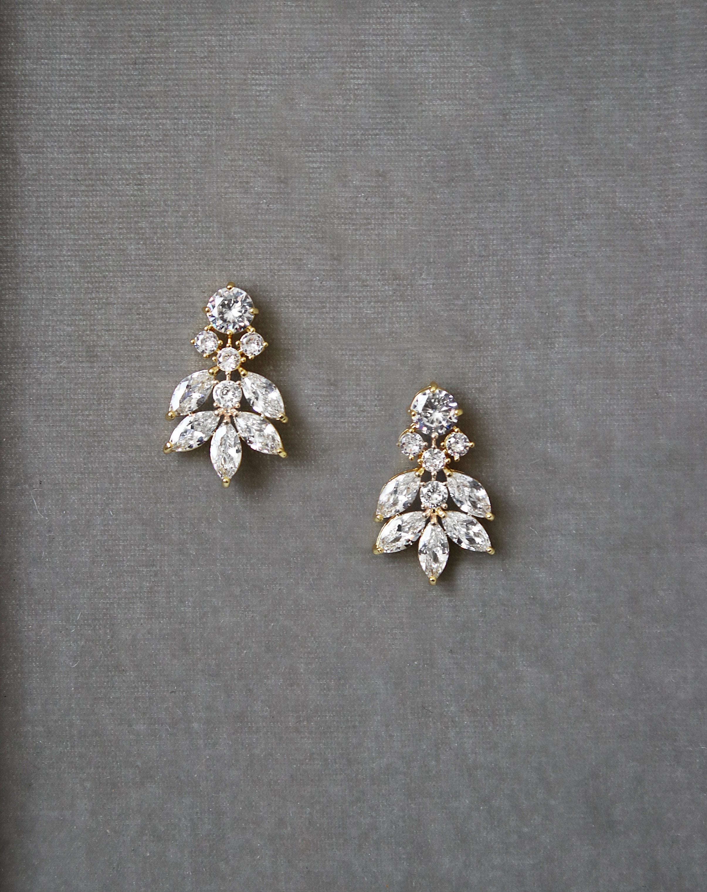 CRESSIDA Silver Simulated Diamond Cluster Earrings for Women - Elegant Cubic Zirconia Stud Earrings - Perfect for Weddings, Parties & Special Occasions
