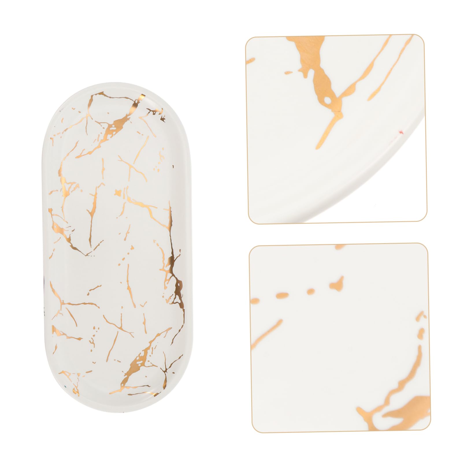Hemoton White Marble Ceramic Plate - Elegant Fruit & Sushi Serving Tray, Decorative Soap Dish, Earring Organizer | Perfect for Dinner Parties, Home Decor & Bathroom Storage