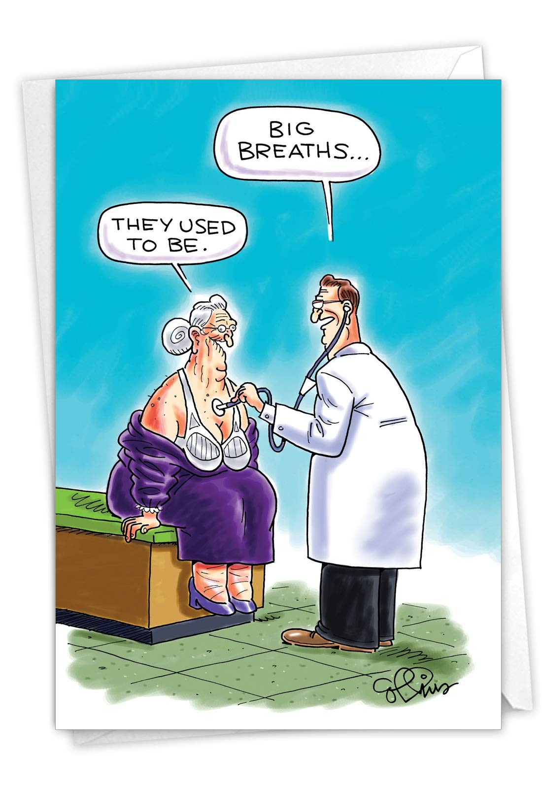 Funny Birthday Card with Envelope - NobleWorks Big Breaths 4813 | Hilarious Humor Greeting Card for Friends & Family | Perfect for Birthdays, Office Gifts & Special Occasions