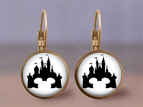 Vintage Mouse House Castle Silhouette Earrings - Unique Gothic Jewelry for Women, Perfect for Halloween Costume, Cosplay, and Fantasy Themed Parties