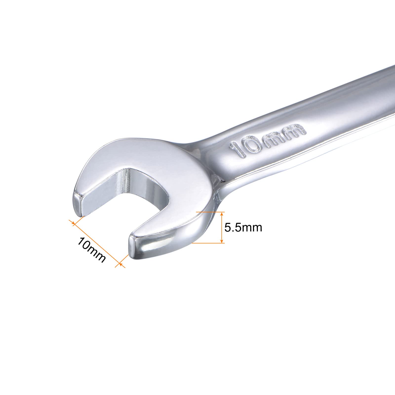 uxcell 10mm Stubby Ratcheting Combination Wrench - Metric 72-Tooth 12-Point Box End, CR-V Steel, Compact Ratchet Wrench for Tight Spaces - Perfect for Automotive Repair, Plumbing & DIY Projects