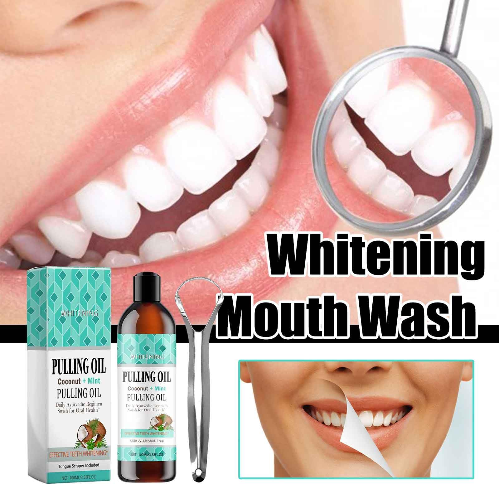 Organic Coconut Oil Pulling for Oral Care with Peppermint Essential Oil - Natural Mouthwash for Fresh Breath, Teeth Whitening & Tongue Cleaning - Includes Stainless Steel Tongue Scraper - Perfect for Morning Routine & Ayurvedic Oral Hygiene