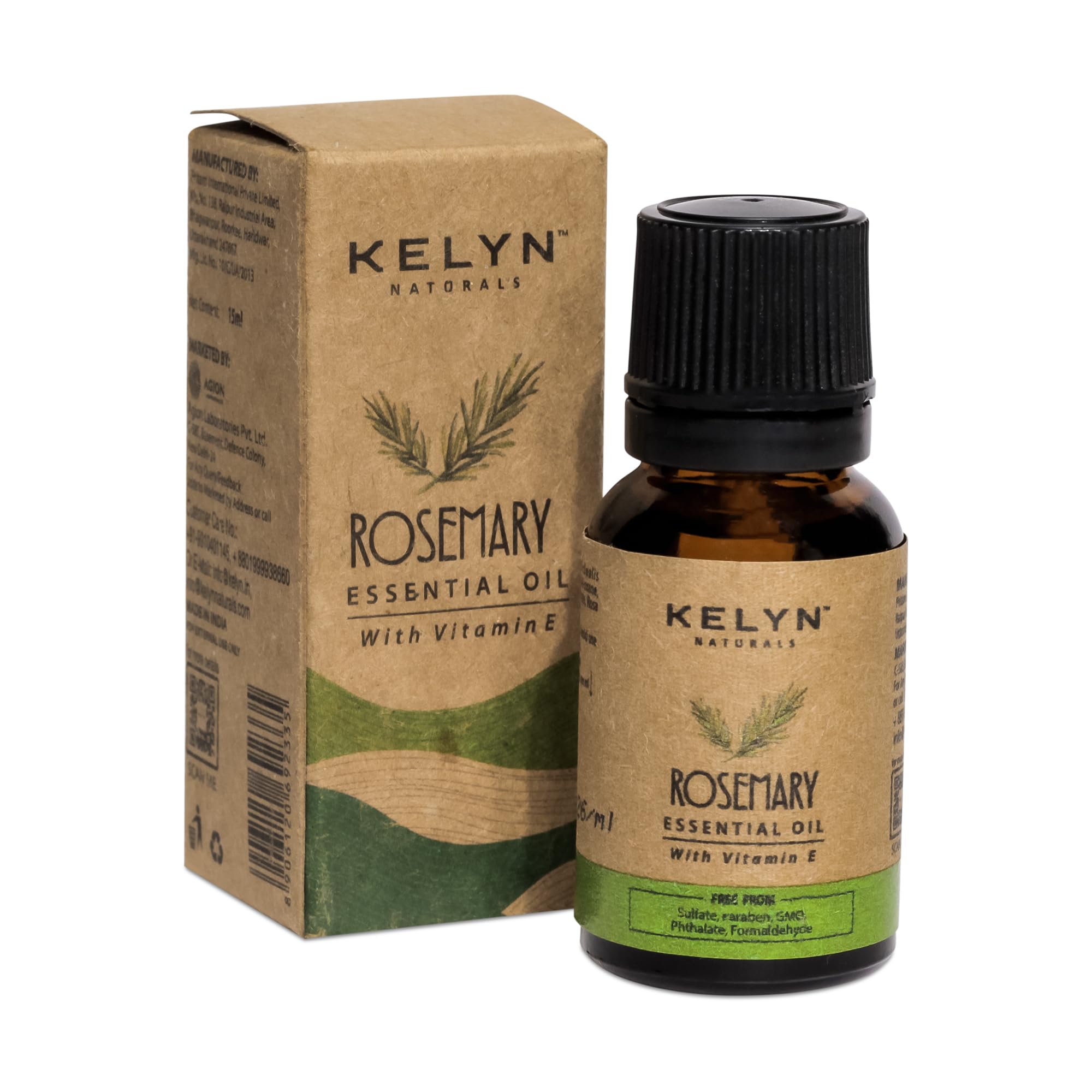 KELYN 100% Pure Rosemary Essential Oil for Anti-Aging & Antioxidant Skin Care - Natural Moisturizing Treatment for Face & Body - 15ml (Pack of 1) - Perfect for Aromatherapy, Massage & DIY Beauty Products