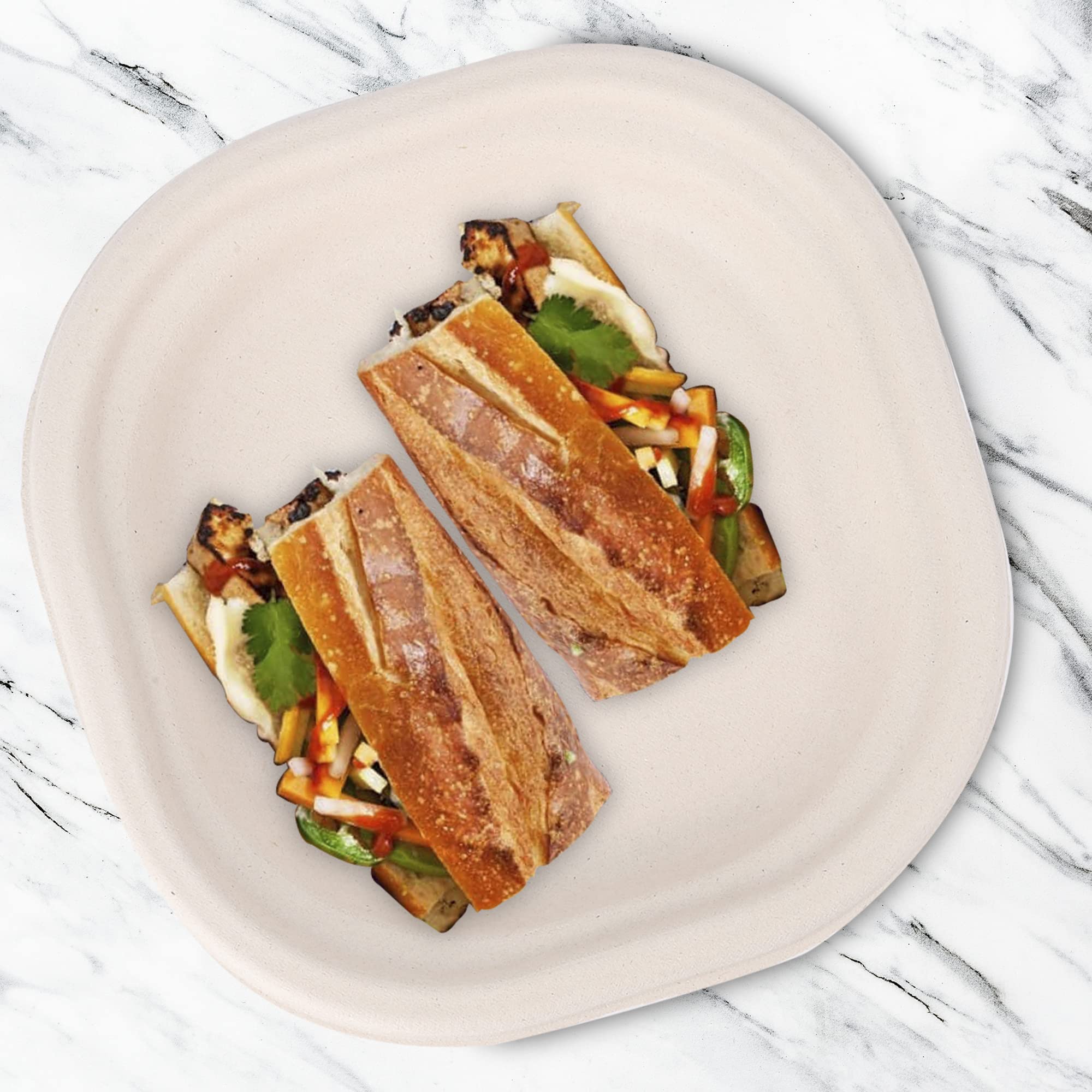 Eco-Friendly Disposable Square Bagasse Plates - 6 Inch, Set of 20, Beige | Biodegradable & Compostable Dinnerware for Parties, Picnics & Events