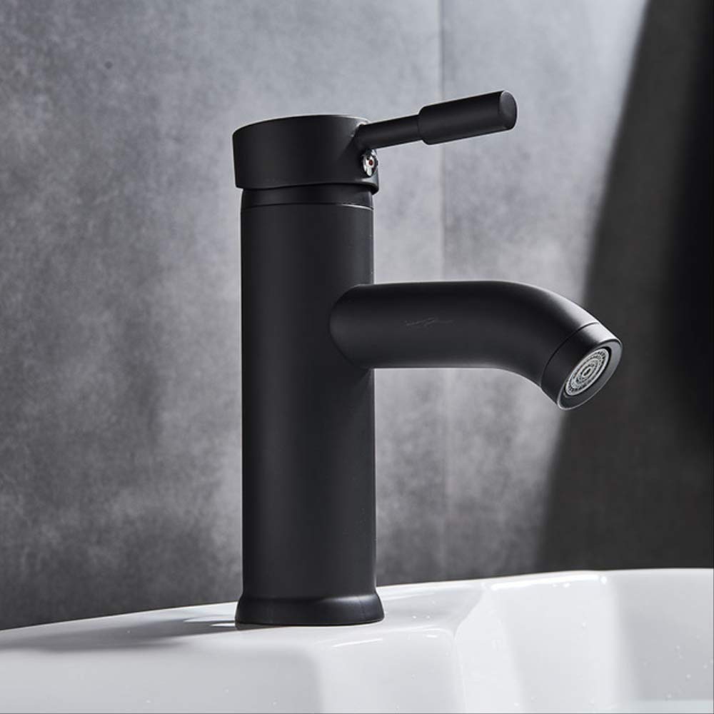 KXAKAX Matte Black Single Handle Bathroom Sink Faucet - Deck Mounted Cold Water Basin Mixer Tap (166x107mm) for Kitchen & Bathroom Vanity - Perfect for Modern Homes & Commercial Spaces