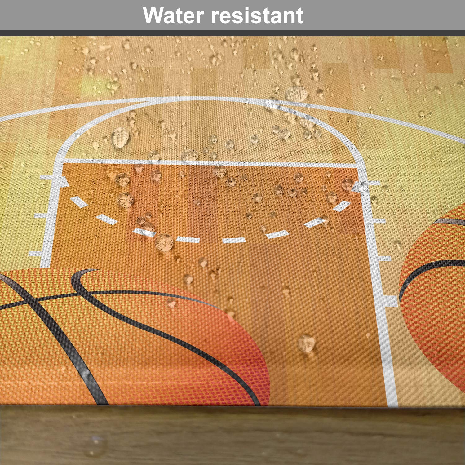 Lunarable Sports Place Mats Set of 4 - Vivid Basketball Court Design with Balls and Hoop, Washable Fabric Table Mats for Dining Room & Kitchen Decor in Orange, Black, White - Perfect for Game Day Parties, Sports Themed Events, and Basketball Fans Home Decor