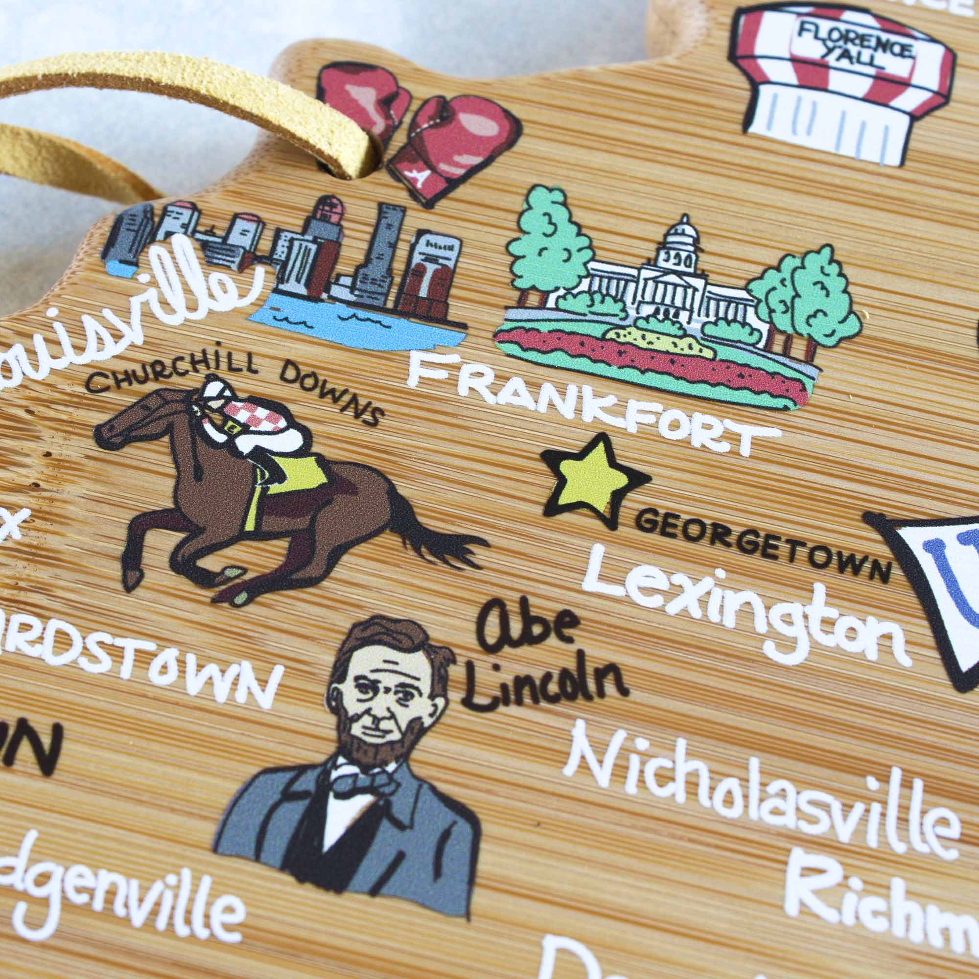 Premium Kentucky Wooden Cutting Board with Fish Kiss™ Artwork – Durable Kitchen Essential for Chopping, Serving & Decor