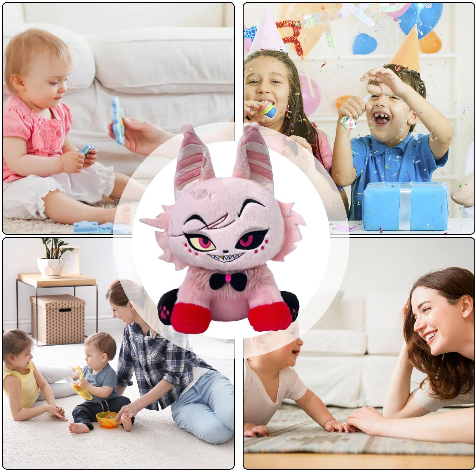 Hazbin Hotel Plush Toy - 9.8 Inch Hell Inn Angel Cat Stuffed Animal, Anime Character Soft Decorative Pillow, Cute Gift for Sofa & Bedroom Decor - Perfect for Anime Fans, Collectors and Home Decoration