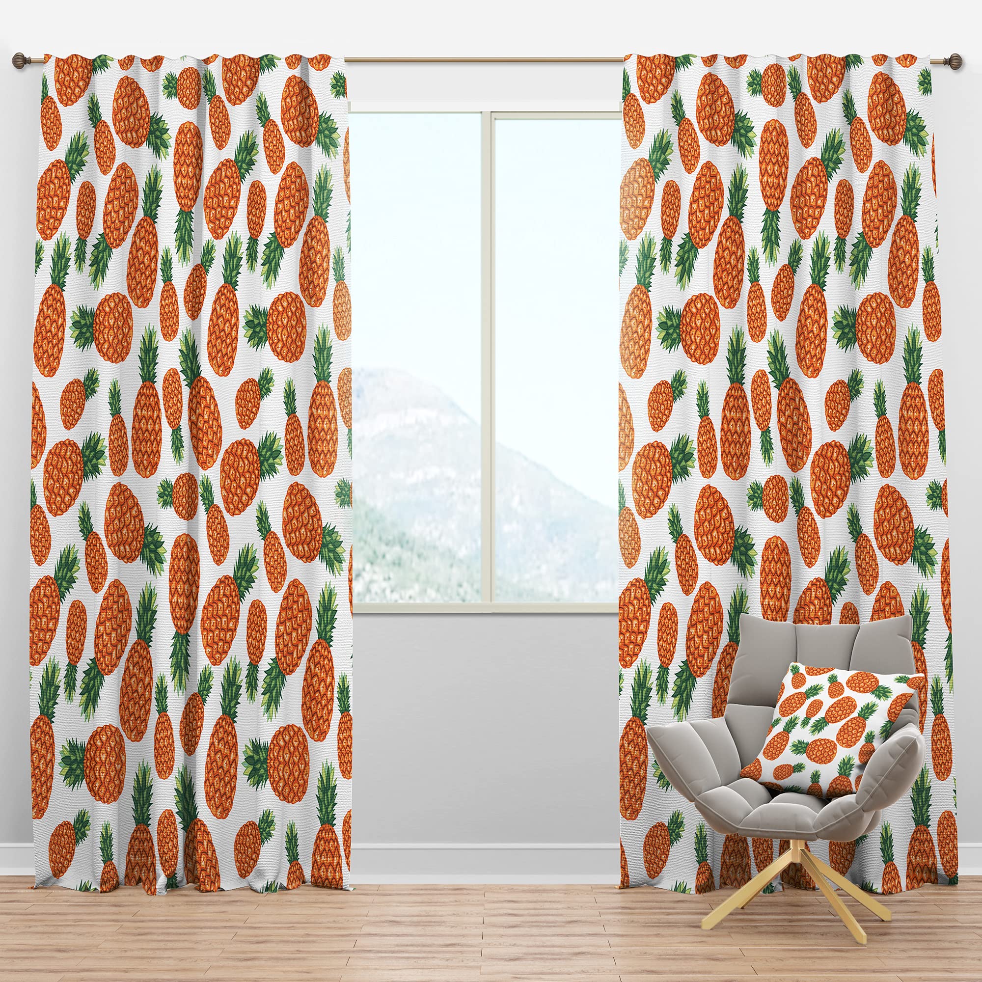 Blackout Curtains with Pineapple Fruit Pattern - Thermal Insulated Bedroom & Living Room Curtains - Single Panel 52x63 Inches - Perfect for Light Blocking, Privacy & Energy Efficiency
