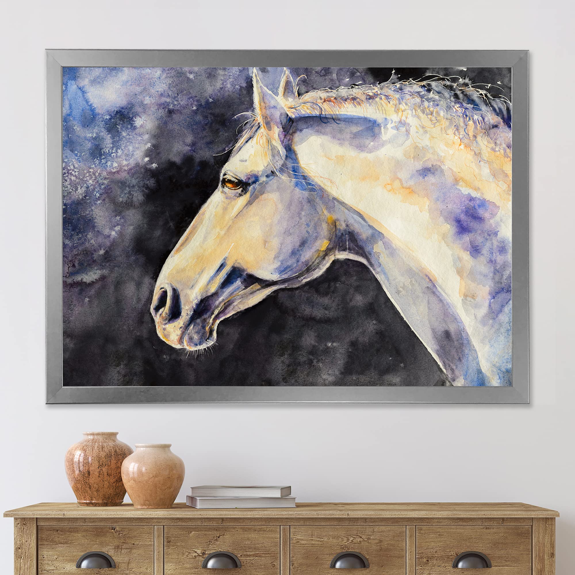 DesignQ Lipizzan Horse Farmhouse Framed Wall Art - Elegant Equestrian Home Decor for Living Room, Bedroom & Office