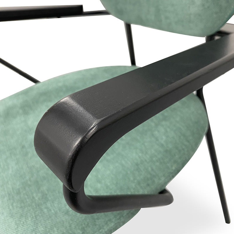 KELBY Modern Arm Chair - Jade Green & Black Upholstered Accent Chair for Living Room, Bedroom, or Office - Comfortable Lounge Seating with Sturdy Metal Legs