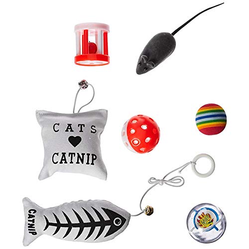 7 Piece Cat Toy Set - Interactive Play Toys for Kittens & Adult Cats - Perfect for Indoor Play, Exercise & Bonding