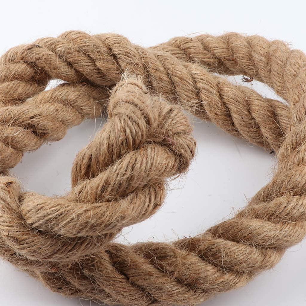 Natural Thick Hemp Rope - 30mm/35mm Twisted Jute Safety Rope (5-10m) for DIY Crafts, Rock Climbing, Boat Anchoring, Hammock Hanging, Cat Scratching Post, Tug of War & Home Decoration - Perfect for Outdoor Adventures & Nautical Decor (30mm/6m)