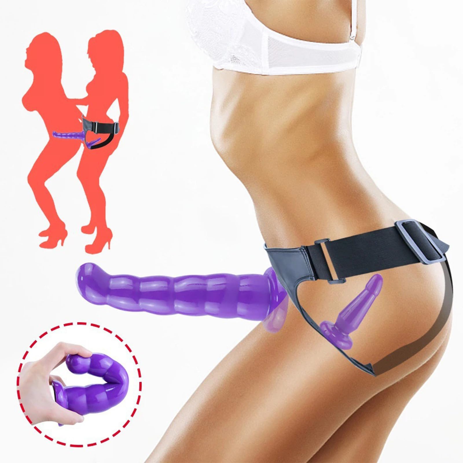 Realistic Strap-On Dildo for Women & Men - Adjustable Harness with 2 Removable Silicone G-Spot Stimulators - Purple Adult Sex Toy for Couples, Lesbian Play & Solo Masturbation - Perfect for Roleplay, Spicing Up Relationships & Intimate Exploration