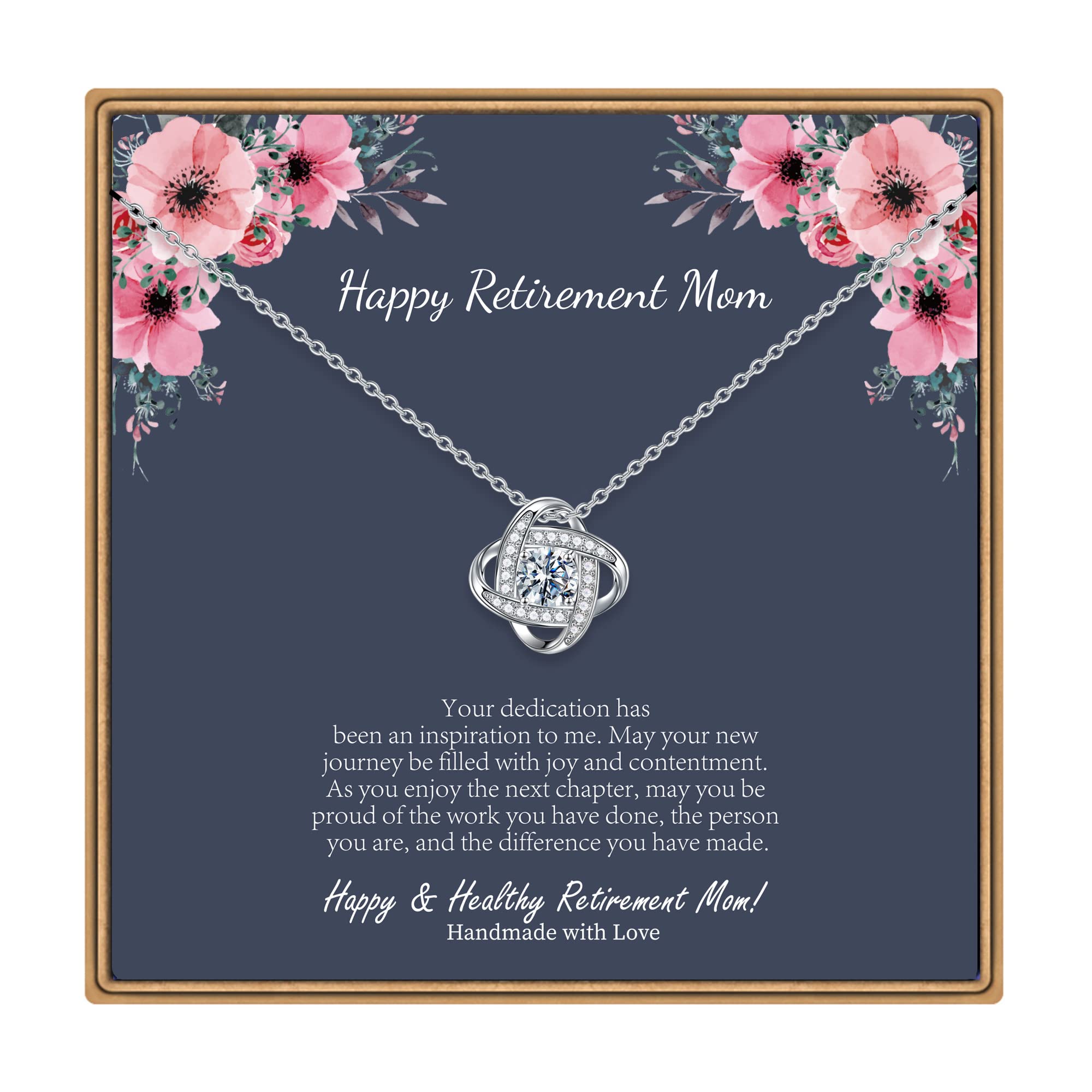 14K White Gold Plated Cubic Zirconia Love Knot Necklace - Elegant Retirement Gift for Women, Nurses, Teachers & Coworkers | Perfect Farewell Present for 2025 | Ideal for Professional Milestones & Special Occasions
