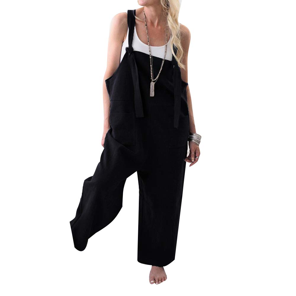 Chelsil Women's Linen Jumpsuit - Baggy Big Overall Casual Romper with Wide Leg Pants for Summer, Beach, Travel & Everyday Wear