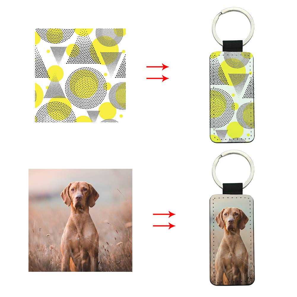 Valyria Sublimation Keychain Blanks - 6pcs PU Leather Keychain Blanks Bulk for DIY Customization - Perfect for 2025 Christmas Ornaments, Gifts & Promotional Items - Great for Sublimation Printing, Personalized Keyrings & Holiday Decorations