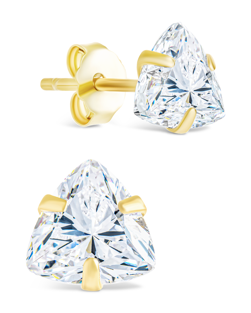 Sterling Silver Trillion Cut Prong Set Stud Earrings for Women - Dainty Minimalist Jewelry for Everyday Wear & Special Occasions