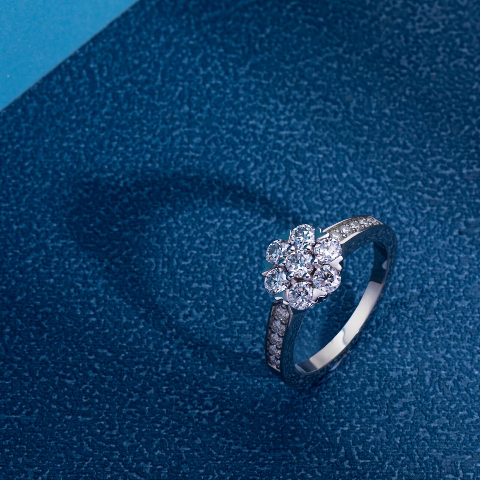 Moissanite Rings for Women - D Color VVS1 Flower Engagement Rings in Sterling Silver Plated 18K White Gold | Anniversary & Promise Rings for Her | Perfect for Weddings, Proposals & Special Occasions