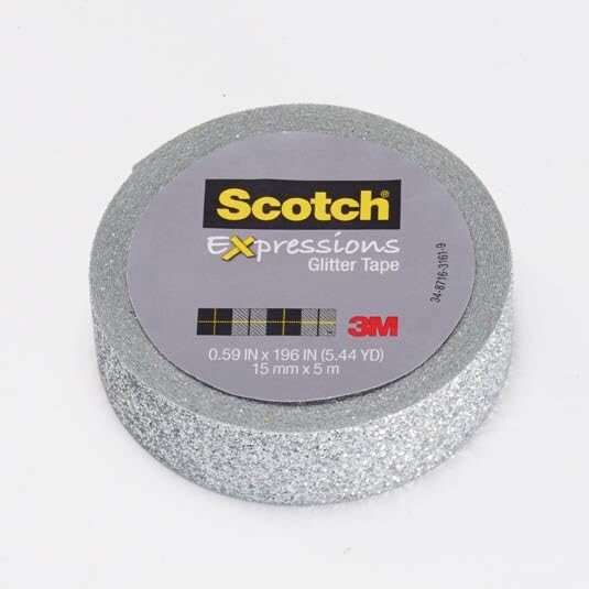 Scotch Expressions Glitter Washi Tape - 6 Rolls of Silver Glitter Craft Tape, .59 in x 196 in - Perfect for Scrapbooking, DIY Projects, Gift Wrapping & Bullet Journaling