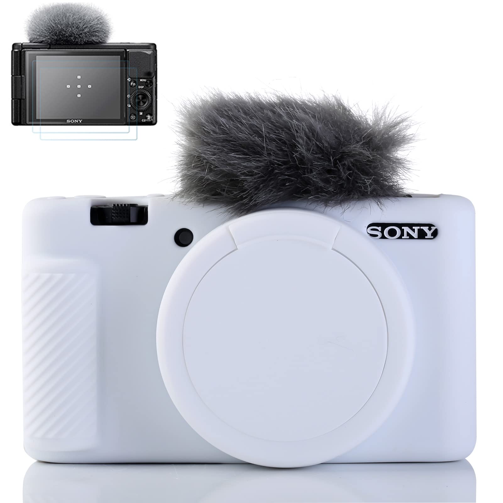 Sony ZV-1 Camera Case - Slim Fit Anti-Scratch Soft DSLR Sleeve with Screen Protector for Sony ZV1 Digital Camera (White) - Perfect for Travel, Vlogging & Everyday Protection