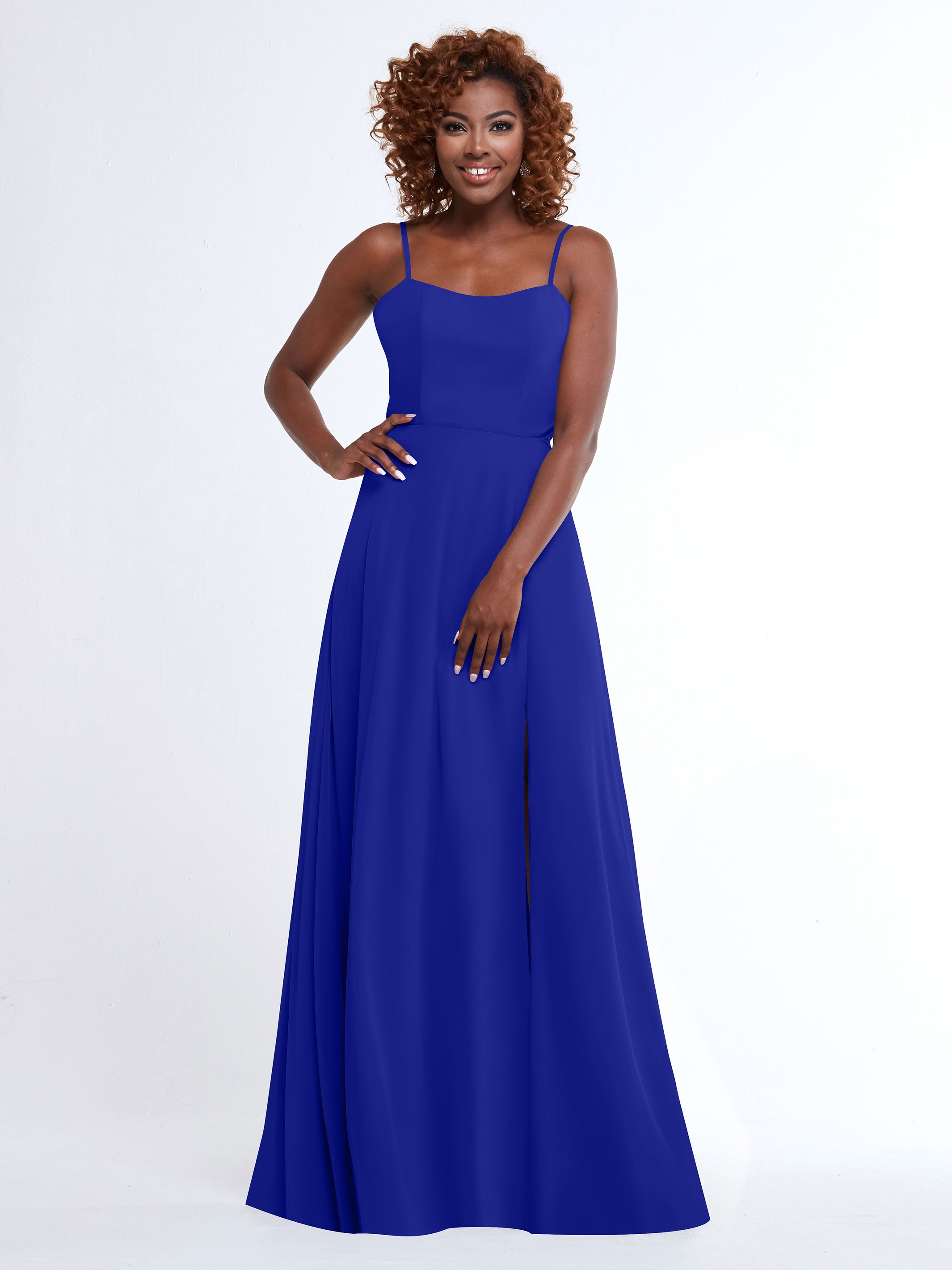 Elegant A-Line Bridesmaid Dress with Flowy Chiffon Skirt & Thigh Slit - Perfect for Weddings, Formal Events & Special Occasions